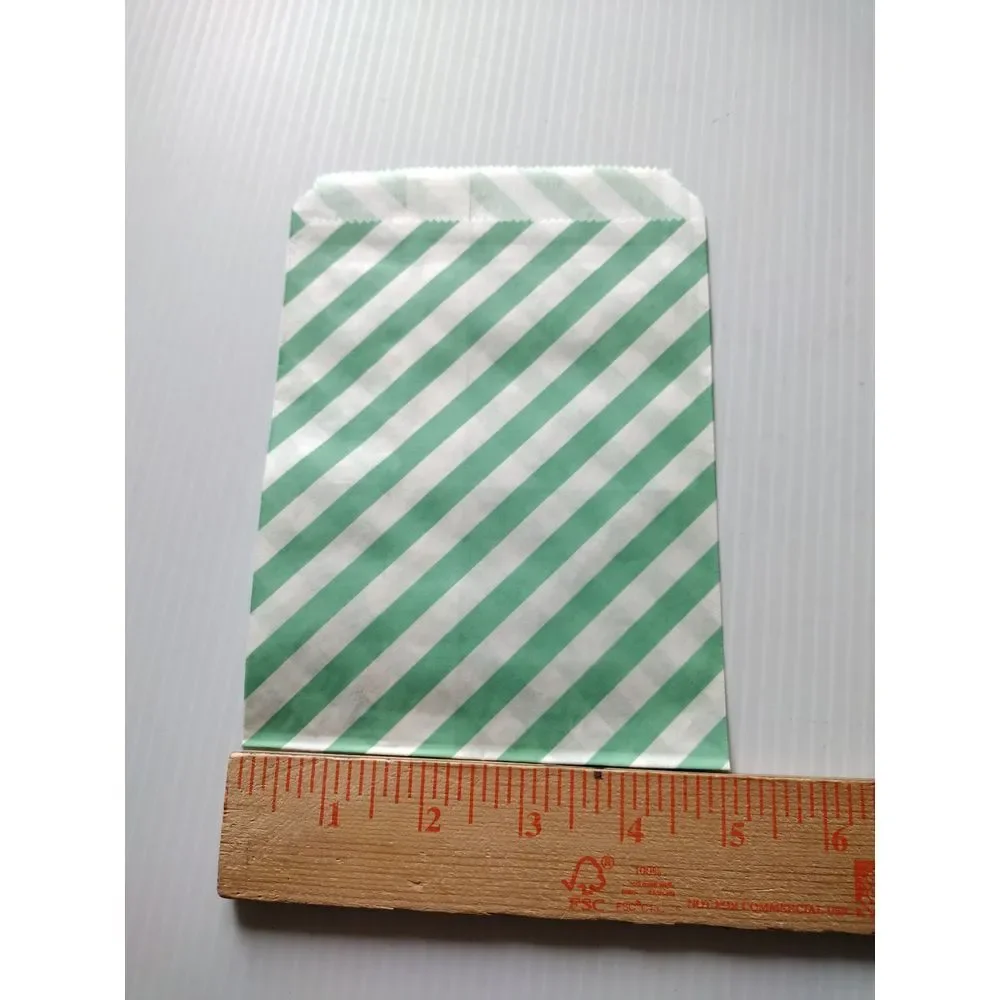 Craft Clouds 5X7 Paper Gift Bags Candy Teal Stripes Merchandise Bag‎ 100 Pcs